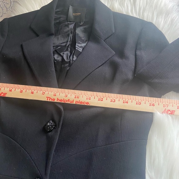 Agnona Sz M Elegant Black Italian Wool Women's Blazer - Picture 5 of 14